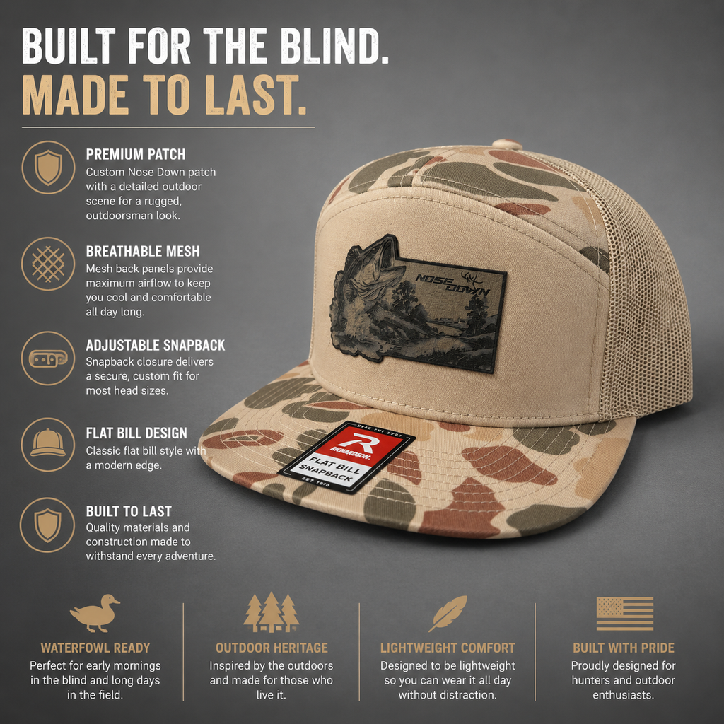 Bass Patch Hat – 7 Panel Snapback Fishing Hat