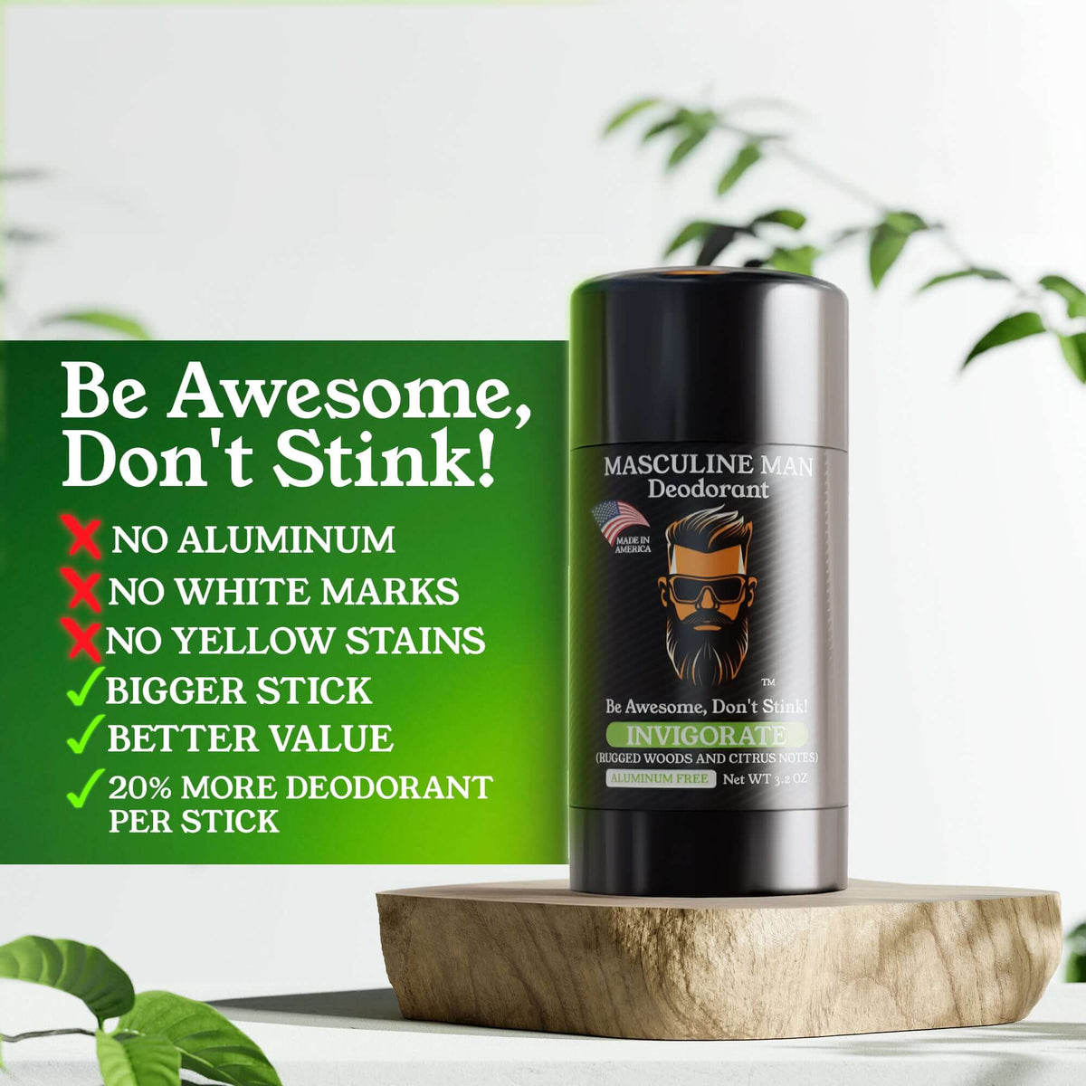 INVIGORATE Natural Aluminum-Free Deodorant – 2 Pack