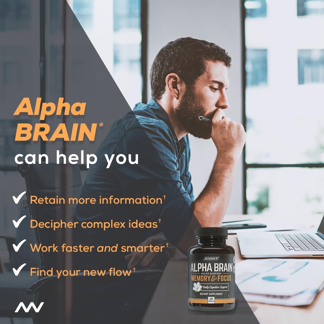 Alpha BRAIN Nootropic Capsules | Memory, Focus & Mental Clarity (90 Count)