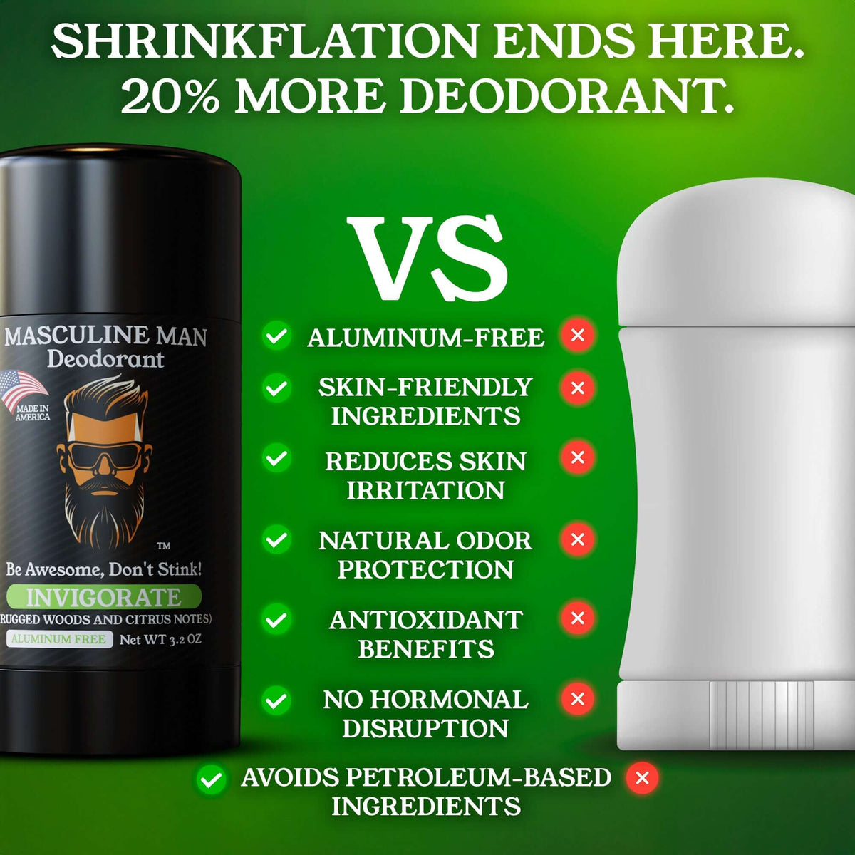 INVIGORATE Natural Aluminum-Free Deodorant – 2 Pack