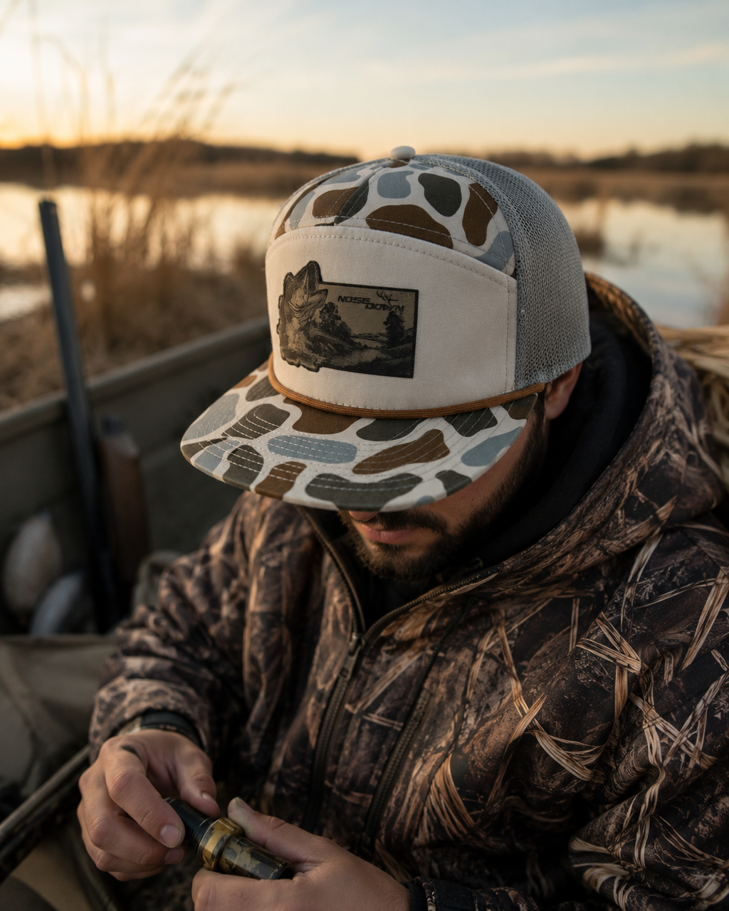 Bass Patch Hat – 7 Panel Snapback Fishing Hat
