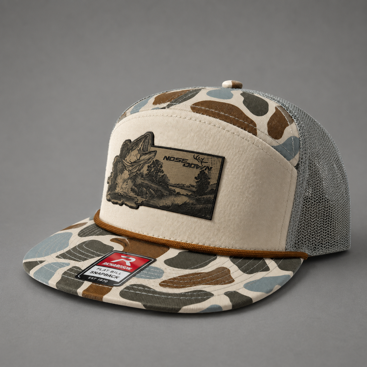 Bass Patch Hat – 7 Panel Snapback Fishing Hat