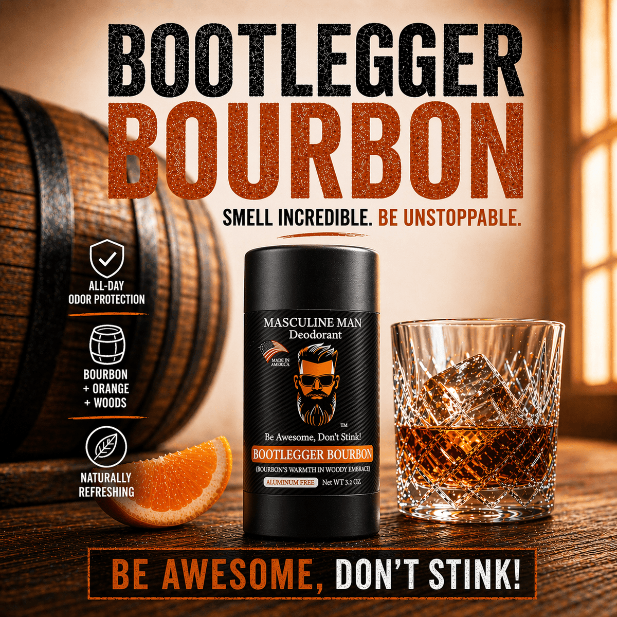 BOOTLEGGER BOURBON Natural Aluminum-Free Deodorant – 2 Pack