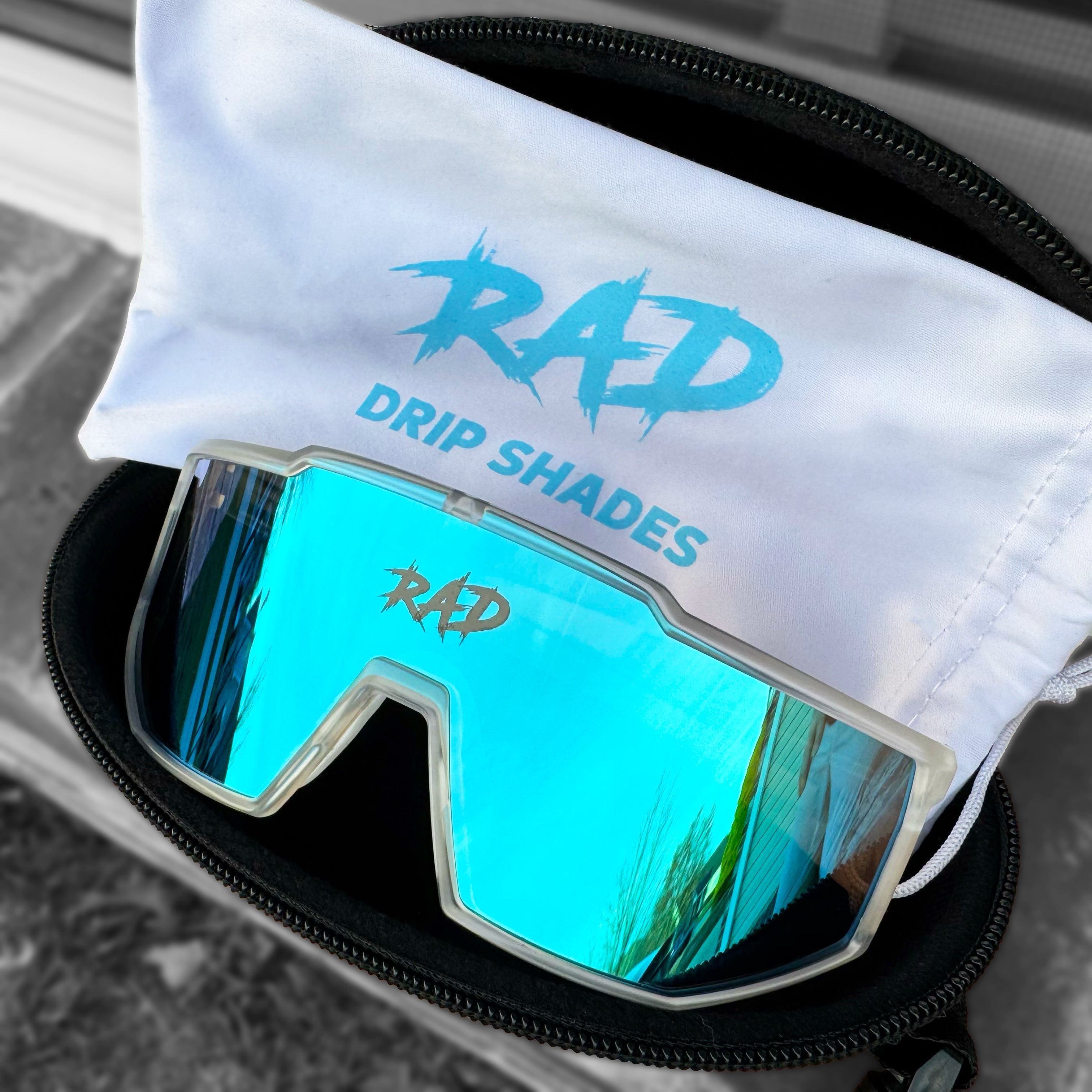 RAD Drip Shades sunglasses frosted clear frames