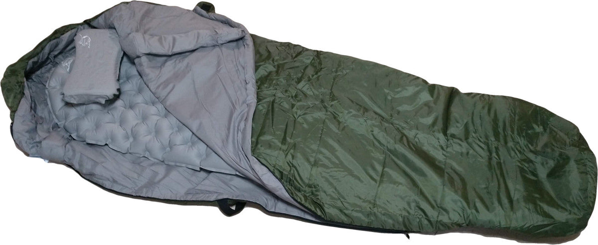 3-Piece Camping Sleep System | Sleeping Bag, Pad & Self-Inflating Pillow Combo