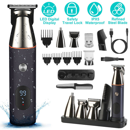 5-in-1 Beard Trimmer for Men – IPX5 Waterproof Cordless Grooming Kit