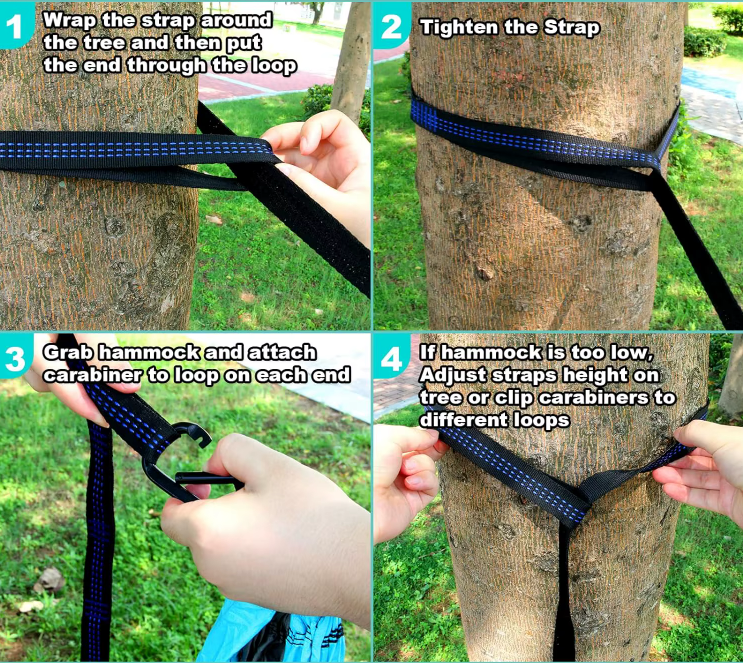 Lightweight Nylon Camping Hammock | Single & Double with Straps & Carabiners