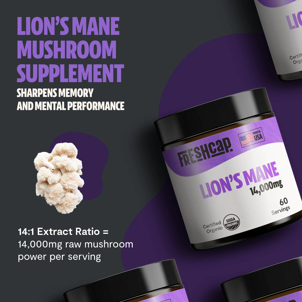 Organic Lion's Mane Mushroom Powder | Triple-Extracted Cognitive Support