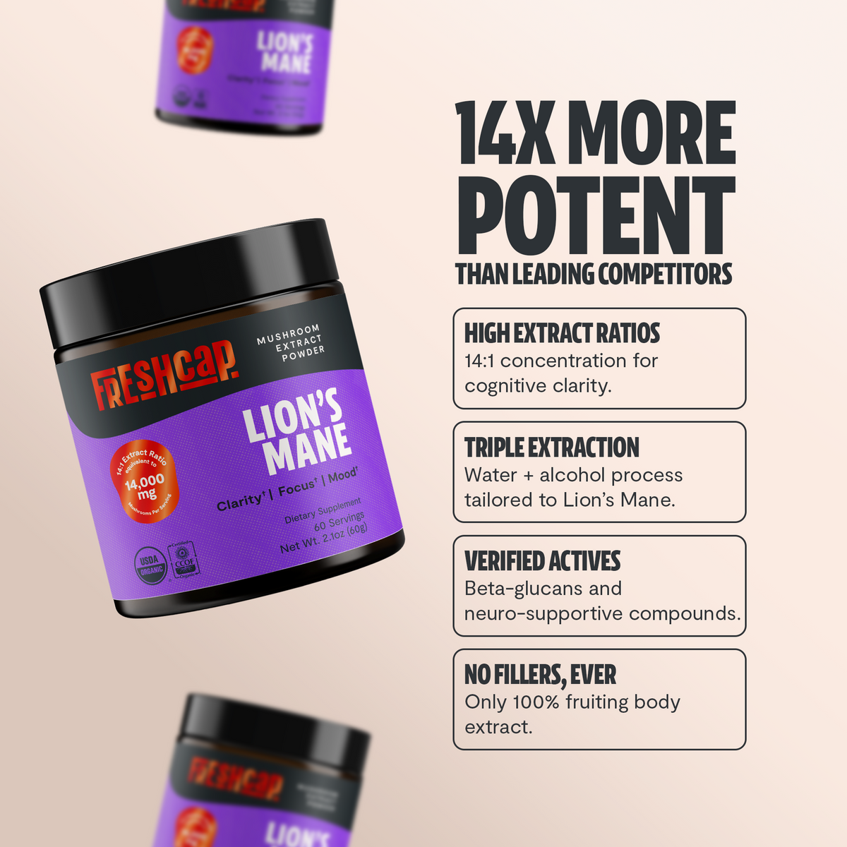 Organic Lion's Mane Mushroom Powder | Triple-Extracted Cognitive Support