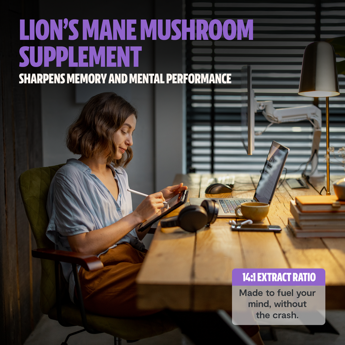 Organic Lion's Mane Mushroom Powder | Triple-Extracted Cognitive Support