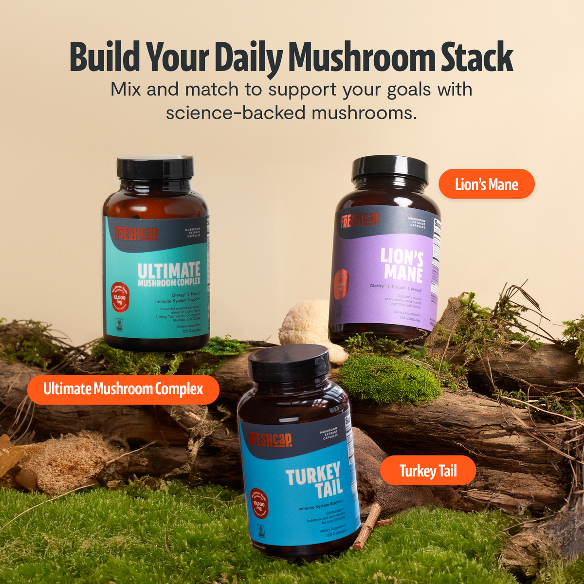 Organic Lion's Mane Capsules – Triple-Extracted | FreshCap