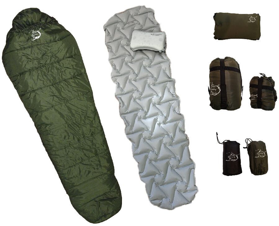 3-Piece Camping Sleep System | Sleeping Bag, Pad & Self-Inflating Pillow Combo